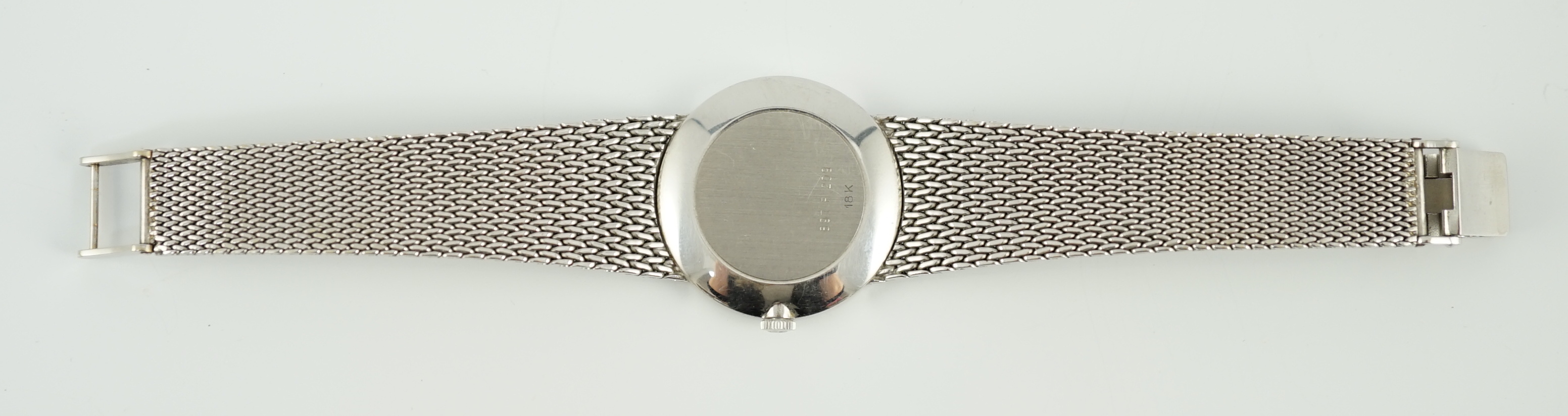 A gentleman's modern 18ct white gold Ebel manual wind dress wrist watch, a gift to Sir Geoffrey William Tuttle by the Emir of Kuwait